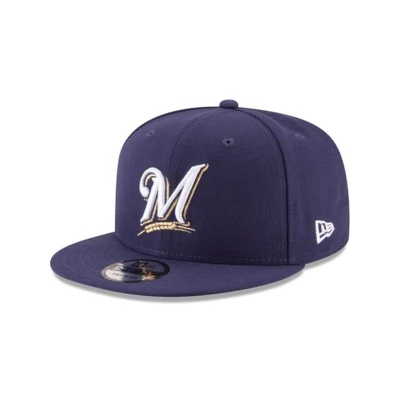 Blue Milwaukee Brewers Hat - New Era MLB Team Color Basic 9FIFTY Snapback Caps USA5609714